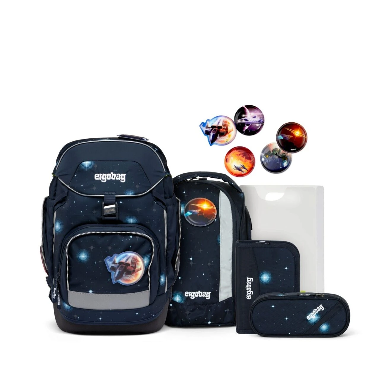 ERGOBAG 00642-900L9-10 Pack Schulrucksack-Set KoBärnikus Special Edition GALAXY GLOW, 6-teilig