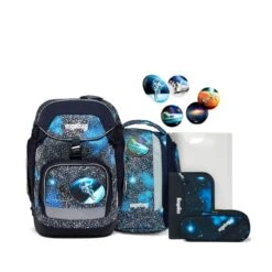 ERGOBAG 00644-90111-10 Pack Schulrucksack-Set Bär Anhalter Durch Die Galaxis Special Edition REFLEX GLOW, 6-teilig