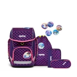 ERGOBAG 00653-900K2-10 Cubo Schulranzen-Set PerlentauchBär Special Edition LUMI, 5-teilig