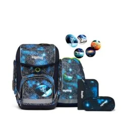 ERGOBAG 00677-90111-10 Cubo Schulranzen-Set Bär Anhalter Durch Die Galaxis, Special Edition REFLEX GLOW, 5-teilig