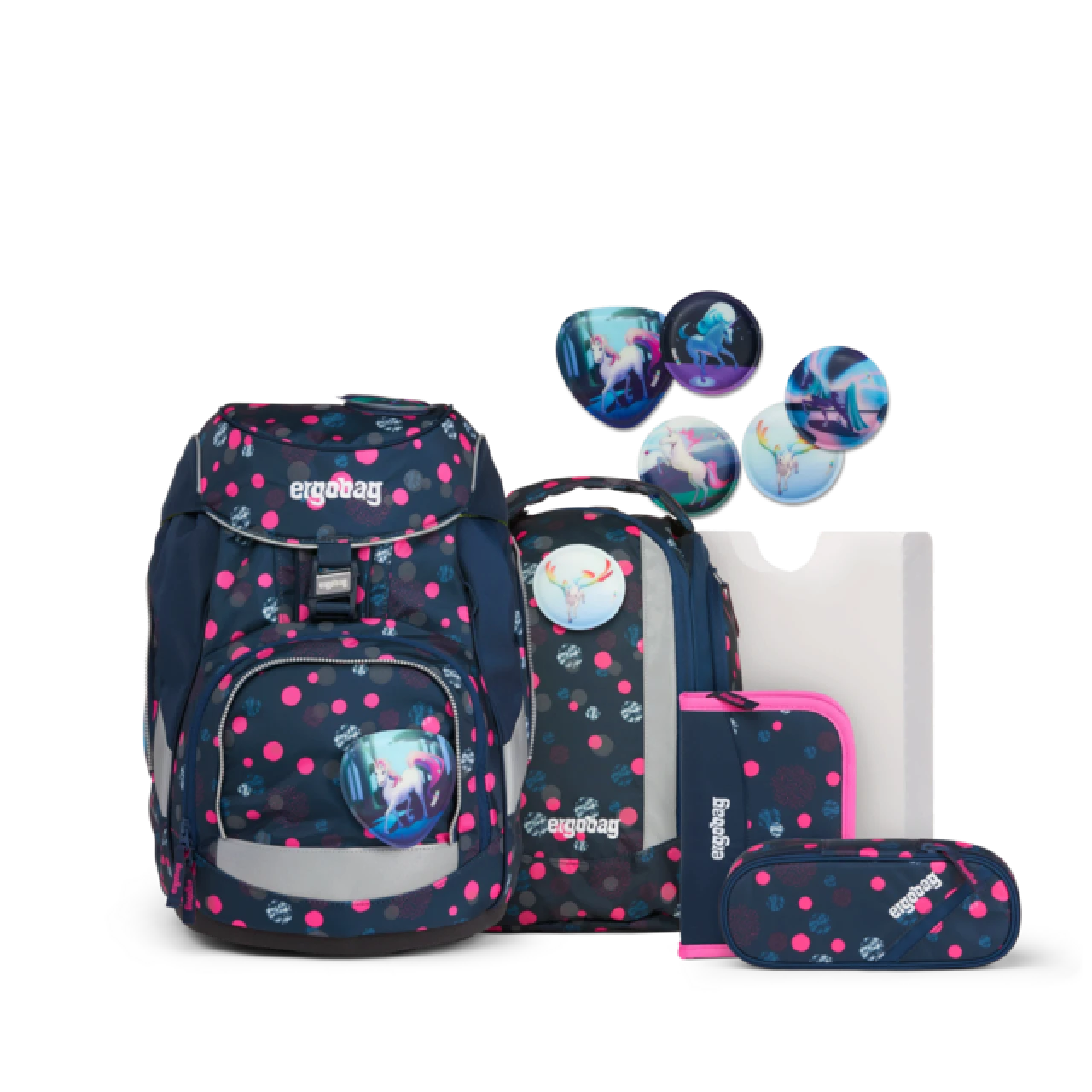 ERGOBAG ERG-SET-001-A18 Pack Schulrucksack-Set PhantBärsiewelt Special Edition REFLEX GLOW, 6-teilig